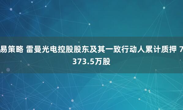 易策略 雷曼光电控股股东及其一致行动人累计质押 7373.5万股